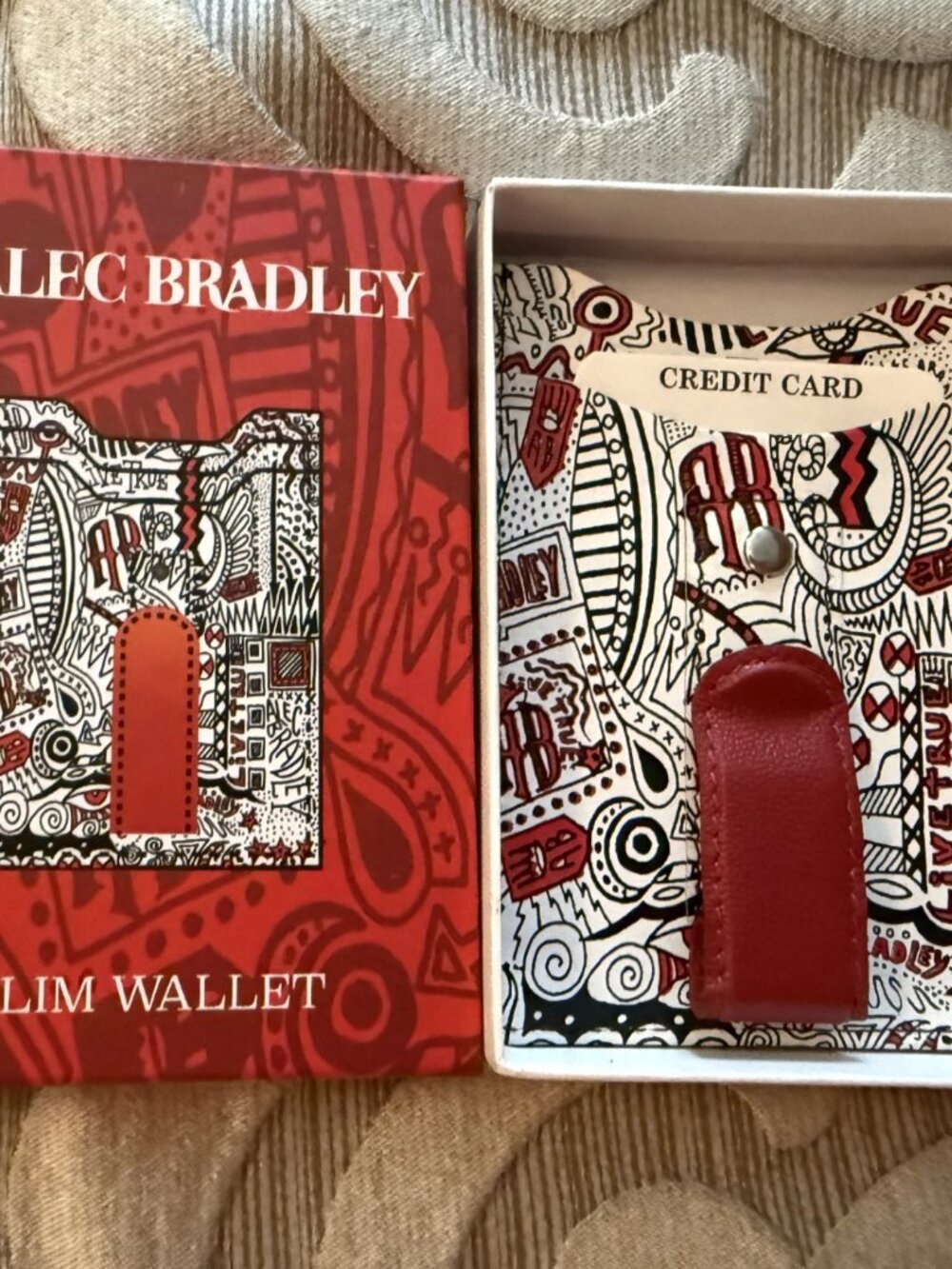 Alec Bradley Slim Wallet With Money Clip Road Warrior White Red Brand New in Box